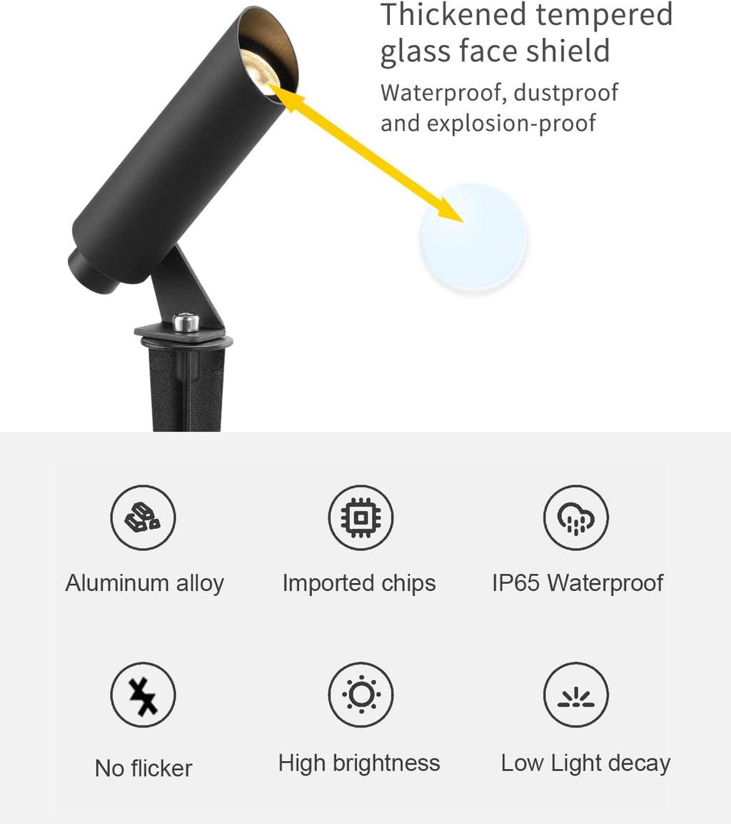 Outdoor Landscape Lighting, Mini Size Low Voltage LED Spotlight 2700K 4 Pack, IP65 Waterproof, with Quick Installation Accessories, for House Patio Garden Fence Tree Yard Plant Flags Use