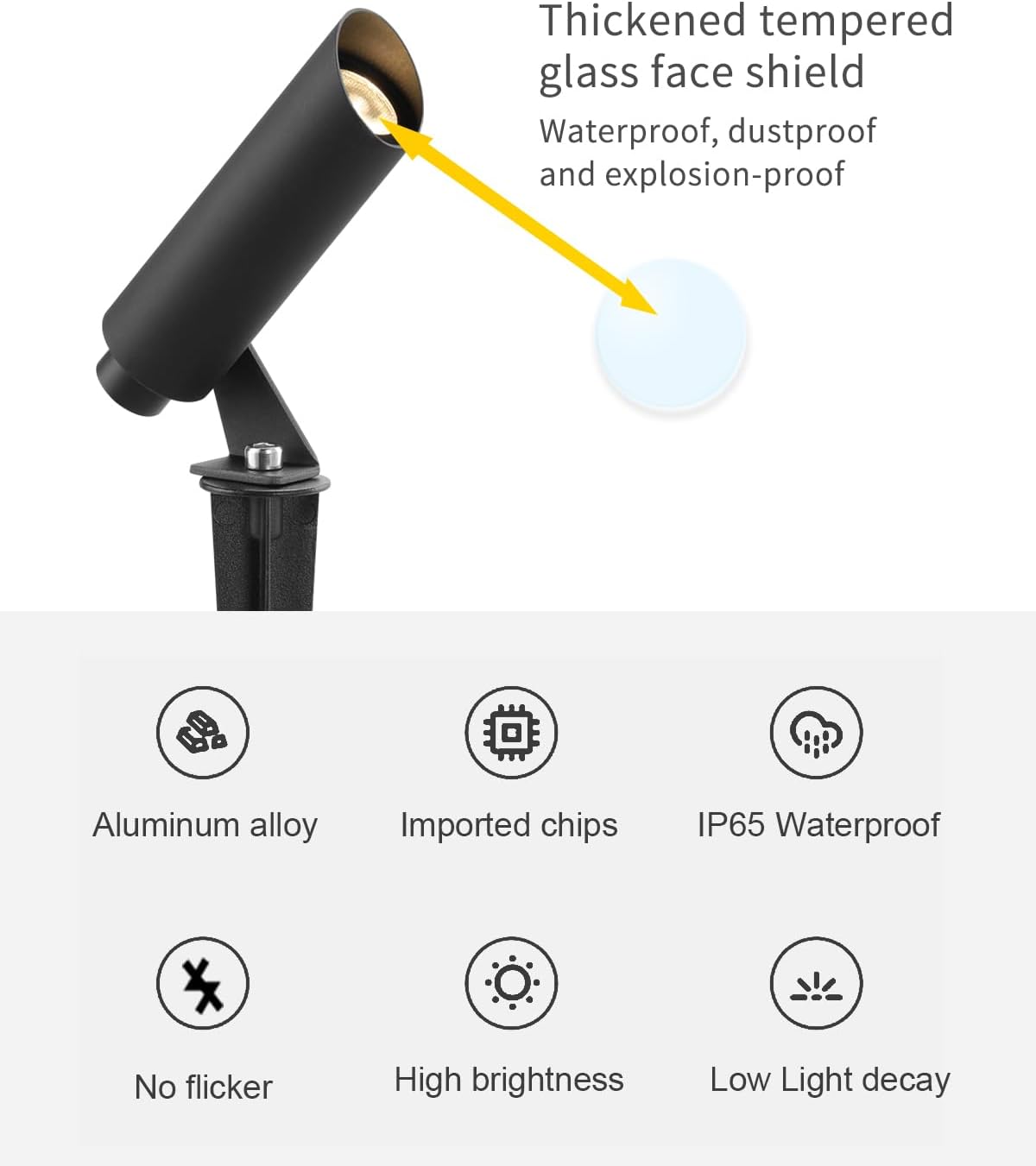 Outdoor Landscape Lighting, Mini Size Low Voltage LED Spotlight 2700K 4 Pack, IP65 Waterproof, with Quick Installation Accessories, for House Patio Garden Fence Tree Yard Plant Flags Use