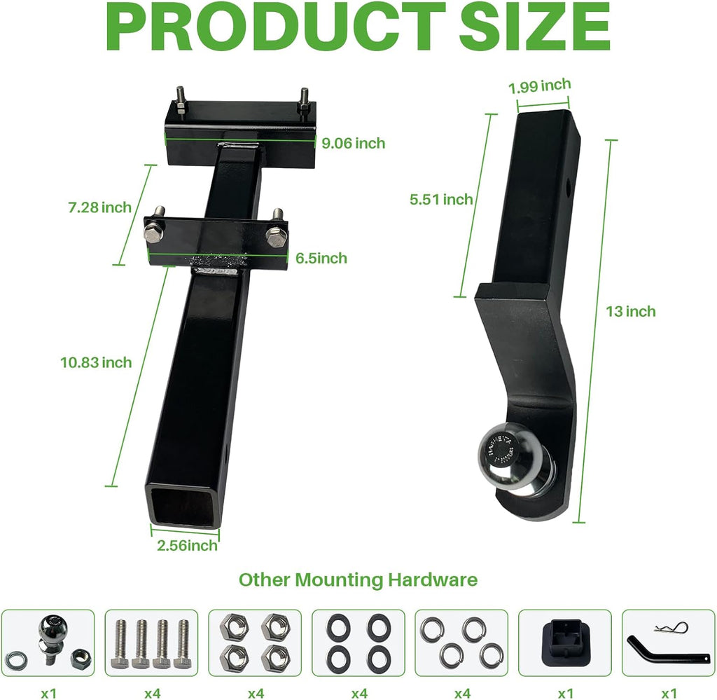 Upgraded Golf Cart Trailer Hitch Kit with 2' Receiver, Heavy Duty Rear Tow Hitch with Trailer Ball, Compatible with Evolution D2 Classic Carrier & Forester Plus, EV Golf Cart Accessories
