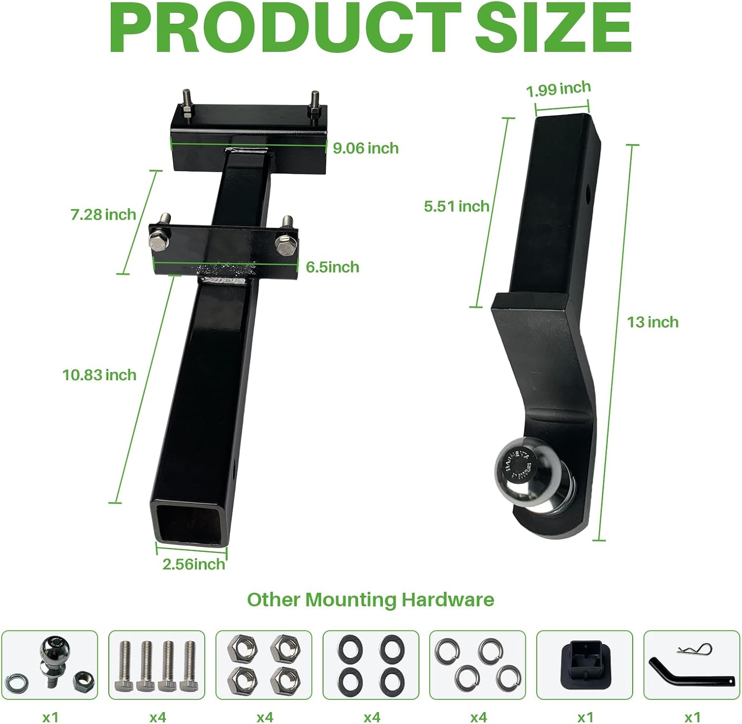 Upgraded Golf Cart Trailer Hitch Kit with 2' Receiver, Heavy Duty Rear Tow Hitch with Trailer Ball, Compatible with Evolution D2 Classic Carrier & Forester Plus, EV Golf Cart Accessories