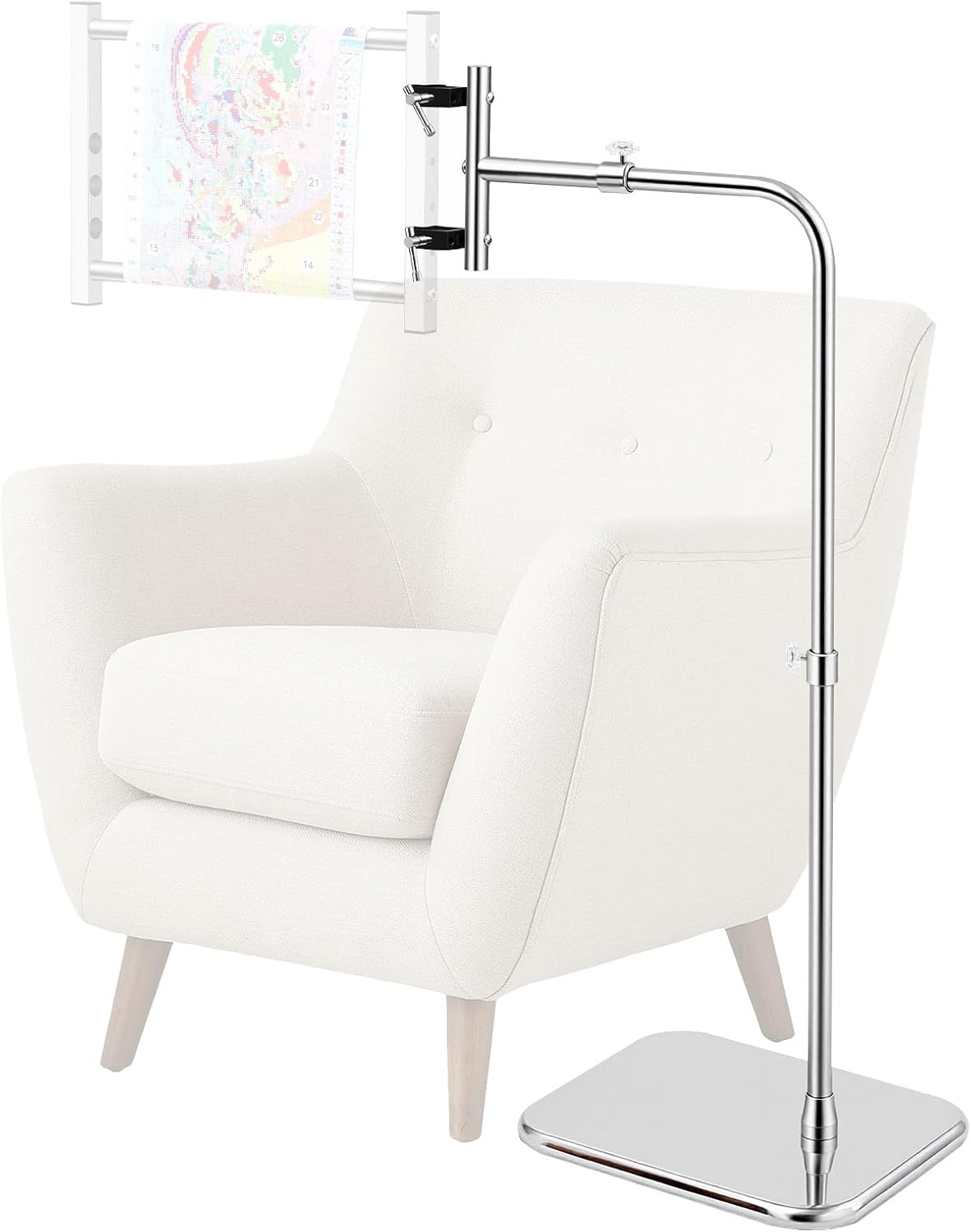 Novabright Adjustable Embroidery Stand with Side Clamp—Needlework Frame Holder for Cross Embroidery, Punch Needle, and Hand Sewing Projects Fits Scroll Rods up to 20 Inches & Q-Snap Frames