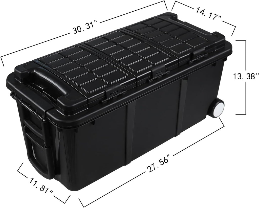 Sadstory 20 Gallon Plastic Wheeled Storage Tote with Compartment, 2 Pakcs