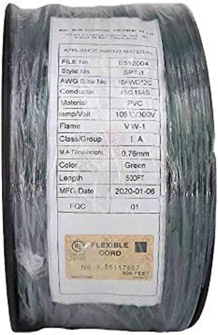 SPT-1 18/2 Low Voltage Landscape Lighting Copper Wire - 500 Feet Green 18 Gauge 2 Conductor - Outdoor Direct Burial