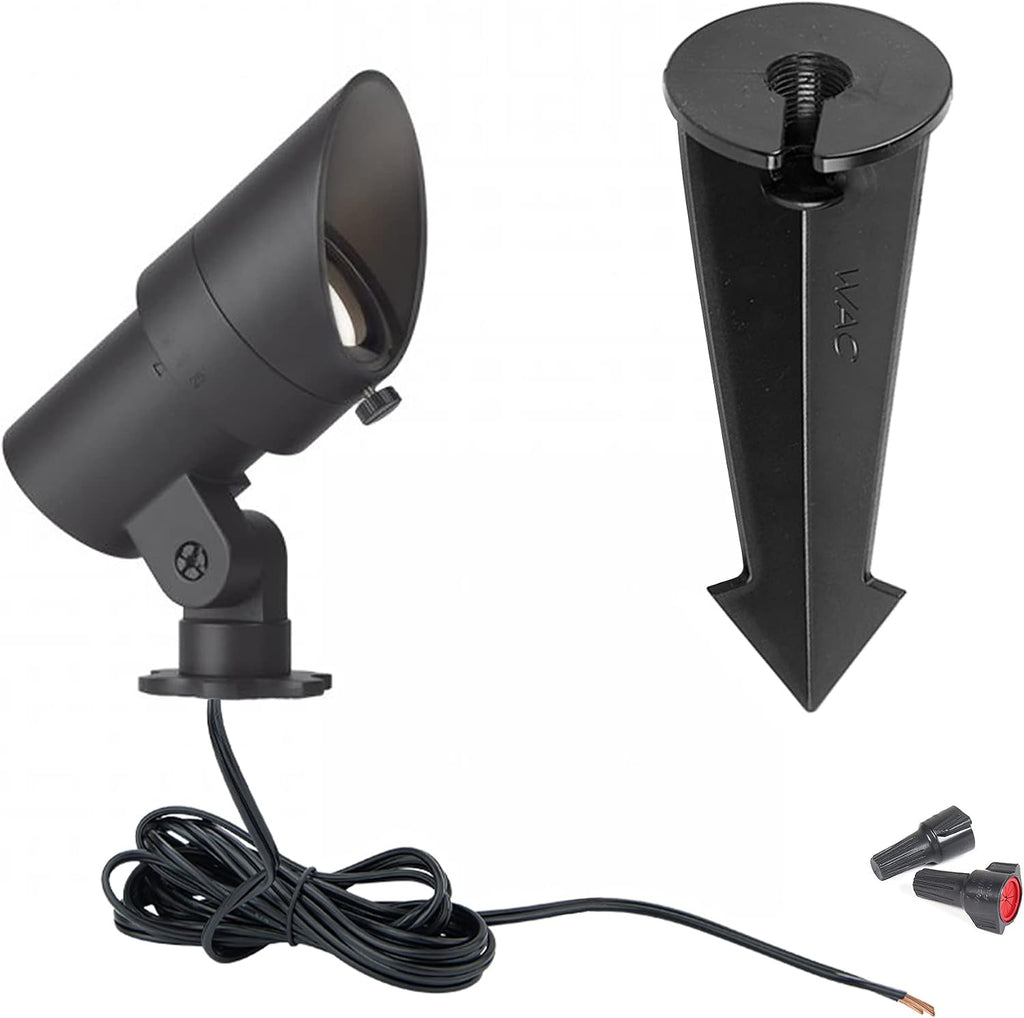 WAC Landscape Lighting, LED 12V Small Size Accent Light with Adjustable Beam Angle and Integral Brightness Control 50-420 Lumens 3000K Warm White Built-in LED in Black