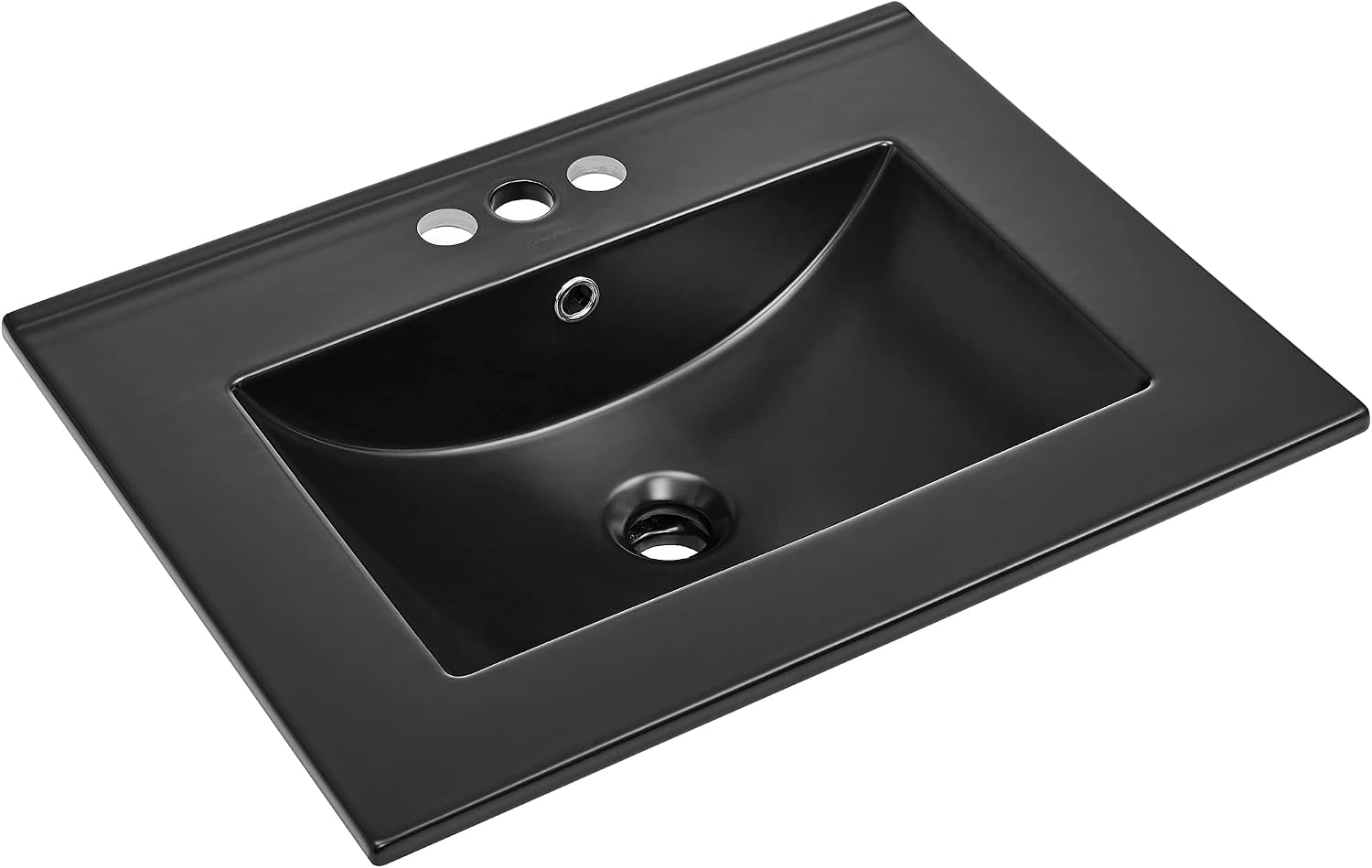 24' Ceramic Vanity Top with Three Holes in Matte Black