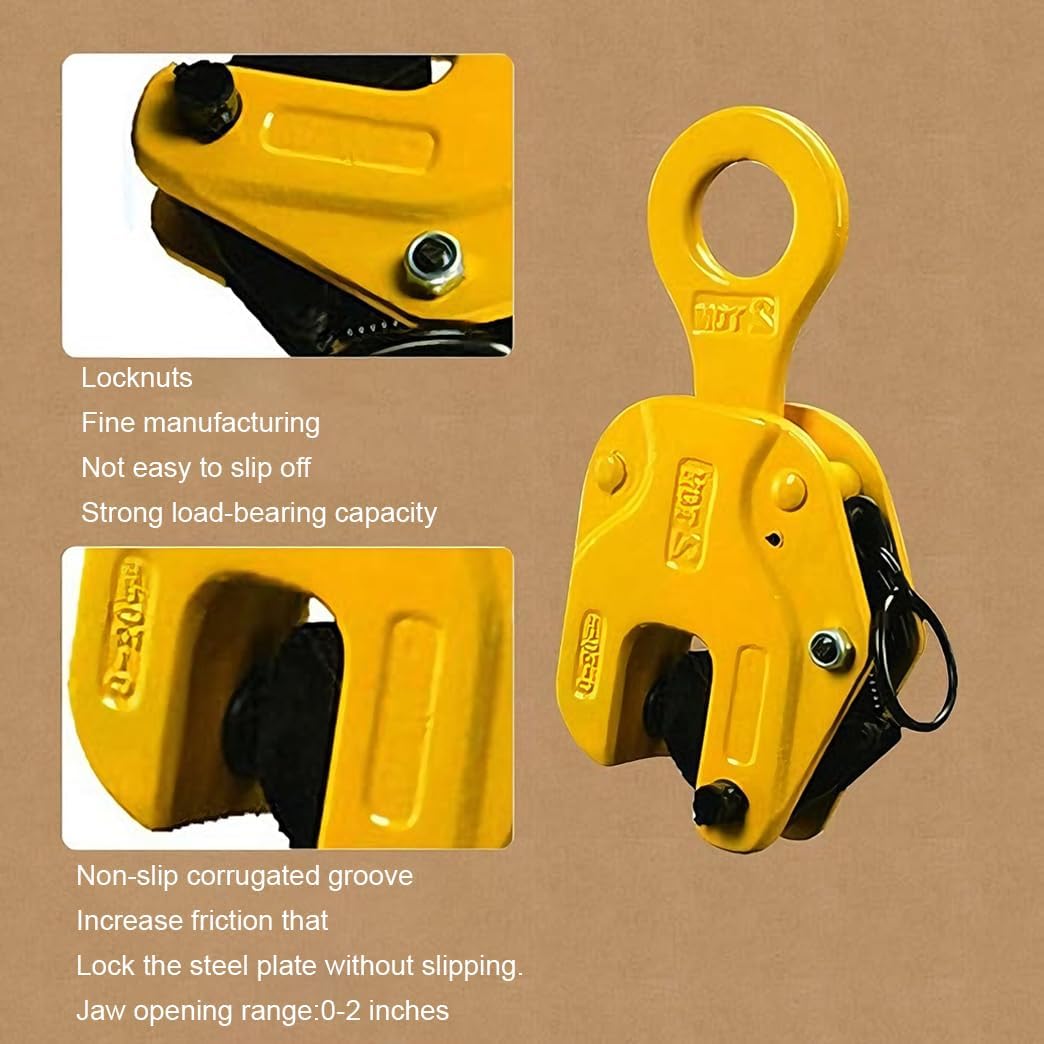 One-Piece Slab Lifting Clamp, Heavy Duty Lifting Clamp, Plate Clamp, Lumber Skidding Tongs, Logging Grabber, for Timber and Firewood Handling, Tractor and Skidder(Size:5T/11000LB)