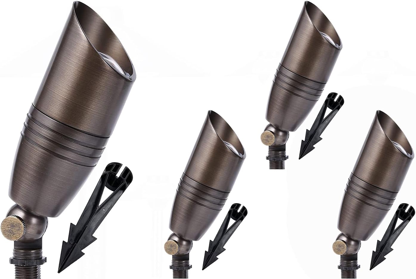 LED Spot Lights Outdoor Landscape Lighting 108 (4 Pack) - Solid Brass Spotlight LED Yard Lights Security Landscape for Beautiful Bright Long Lasting Home Garden Patio Pool Area Deck Lighting (No Bulb)