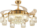 42' Modern Fandelier Ceiling Fan with Light and Remote, Gold Crystal Chandelier Fan with 8-Light Reversible Blade 6 Speed Change Silent Motor for Living Dining Room