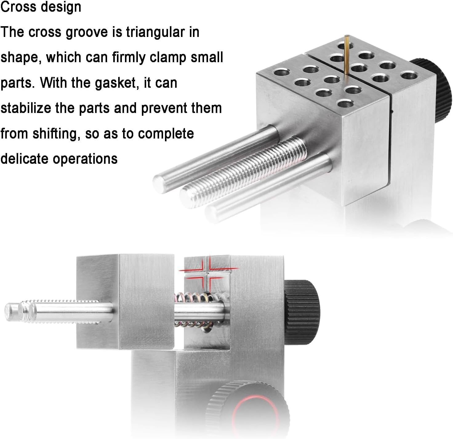 Heavy Duty Mini Bench Vice Clamp, Directional Tabletop Vise, 90° Bend Design, Includes 8 Stainless Steel Pins, for Action Figure, DIY, Jewelry, Watch