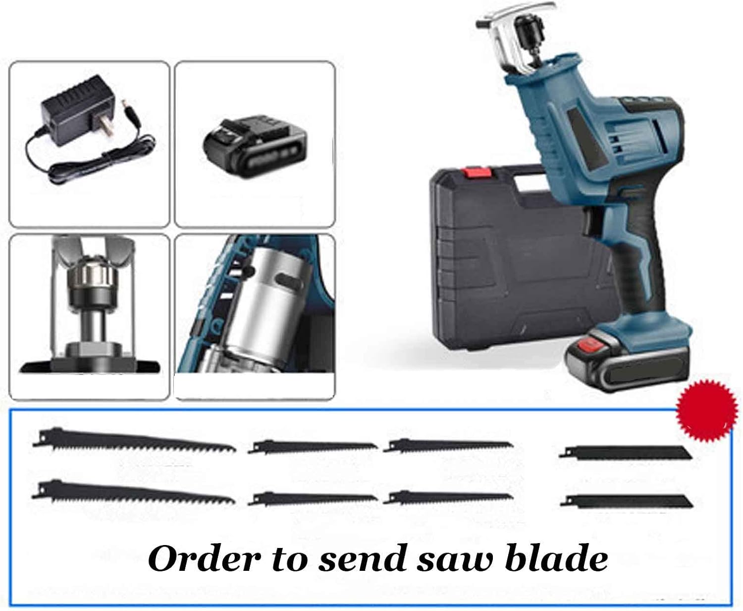12V Reciprocating Saw Mini Cordless Electric Chain Saw Rechargeable Household Cutting Electric Saw is Light and Portable Suitable for Felling Wood (One electricity One charge)