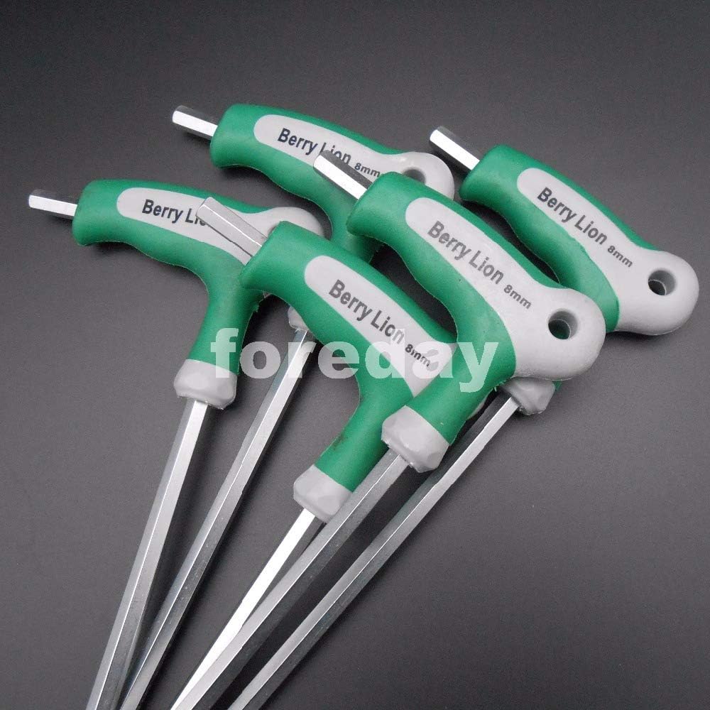 5PCS X 8MM T-Handle Hex Allen Keys Metric Wrench M8 7-Handle spanner Ball end 7-Shape die nut hexagon spanner CR-V HQ *BT793X5