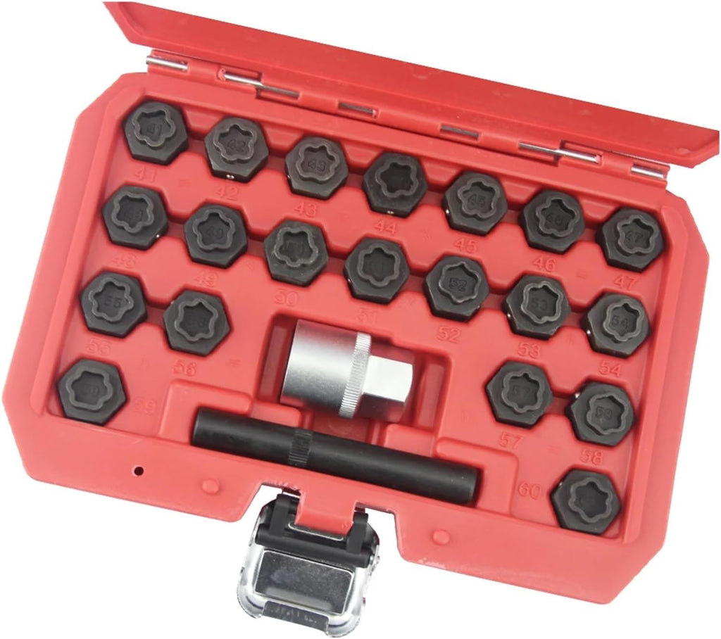 22Pc Wheel Locking Nut Key Socket Sets Compatible With BMW 1 3 5 6 & 7 Series 1/2' Drive 41-60 362010