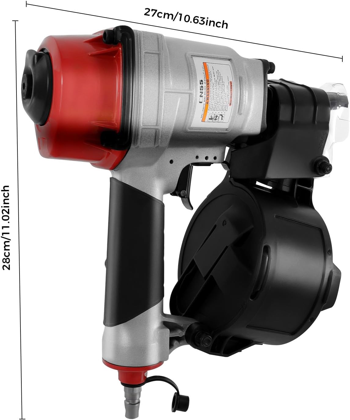 Pneumatic Nailer CN55, Professional Coil Nailer Max Fastener Length 2', Pneumatic Siding Nailer, Air Coil Nailer with Fast Fire Truck for Fast and Hard Woodworking, Pallets, Crates, Framing