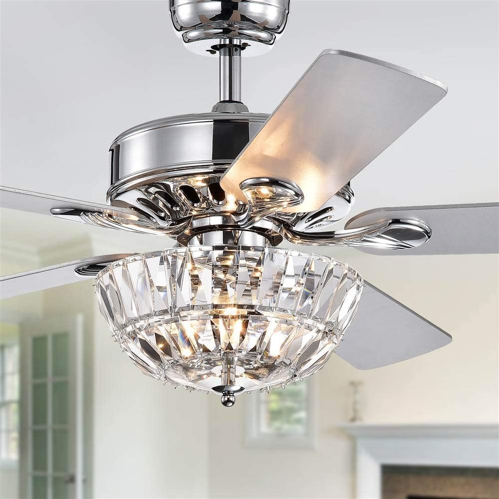 Senma 52-inch 3-Light Lighted Ceiling Fan with Crystal Bowl Shade (Includes Remote and Light Kit)