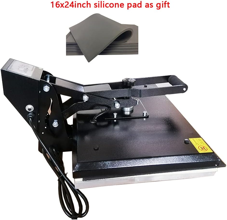 INTBUYING 16x24inch Heat Press Machine Manual Sublimation Flat Transfer Clamshell Machine with Additional Silicone Pad for T-Shirts Mouse Pad Puzzle Printing Crafts Business