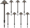GOODSMANN Landscape Lighting 8PK Low Voltage Outdoor Path Lights 2-Tier Pagoda Landscape Path Lights Pathway Lights Wired 3W LED 180 Lumen 3000K Warm White Driveway Bronze Electric Pathway Light