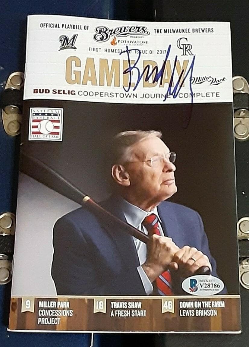 Bud Selig Milwaukee Brewers Commissioner Signed Autographed Playbill Program Bas - Autographed MLB Magazines