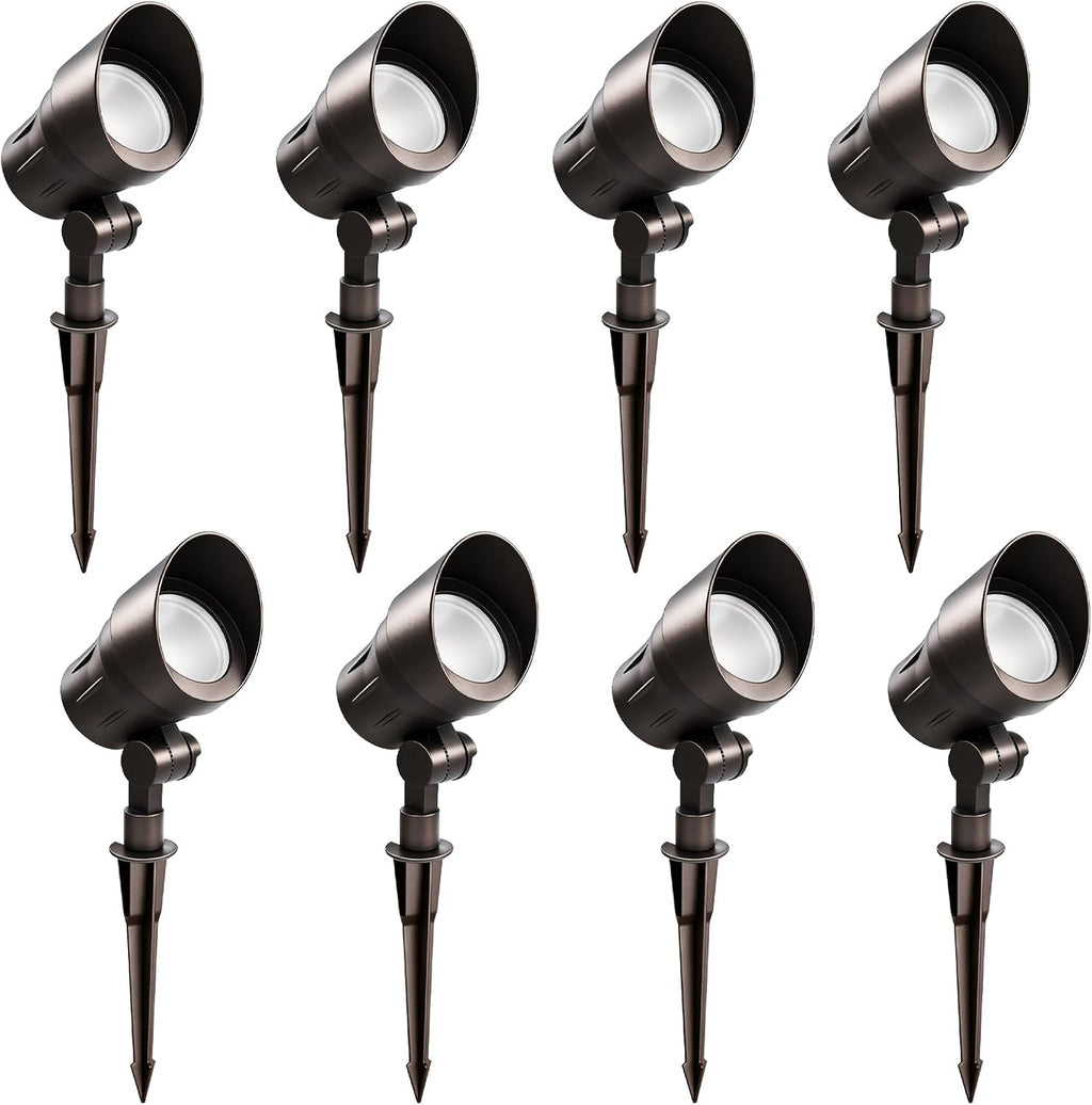 Low Voltage Landscape Lights, 2700/3000/4000K Selectable, 4W 12V Aluminum Landscape Spotlights, CRI 90, IP65, Outdoor Landscape Lighting for Yard, Garden, Tree, Lawn, ETL/FCC Listed, 8PK