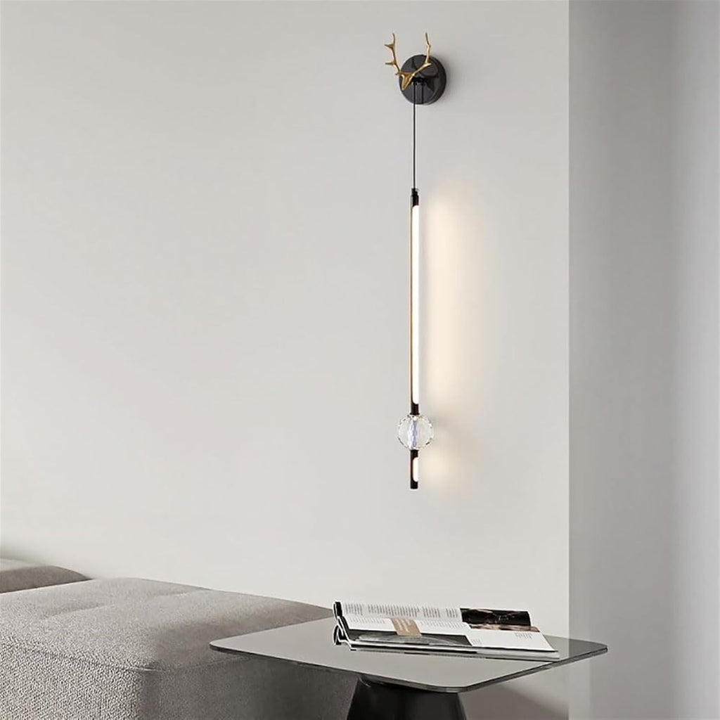 Color Mode Copper Polished Wall Mount Fixtures Crystal Ball Decoration Indoor Linear Wall Lamp 52 Inches Long Led Wall Light 28W Art Sconce for Living Room Hallway