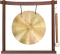 10'-12' Gongs on Woodsonic Stand - Includes Gong, Mallet, & Stand/Easy to Play Traditional Chinese Gong/Easy to Assemble Stylish Wood/Great for Small Spaces