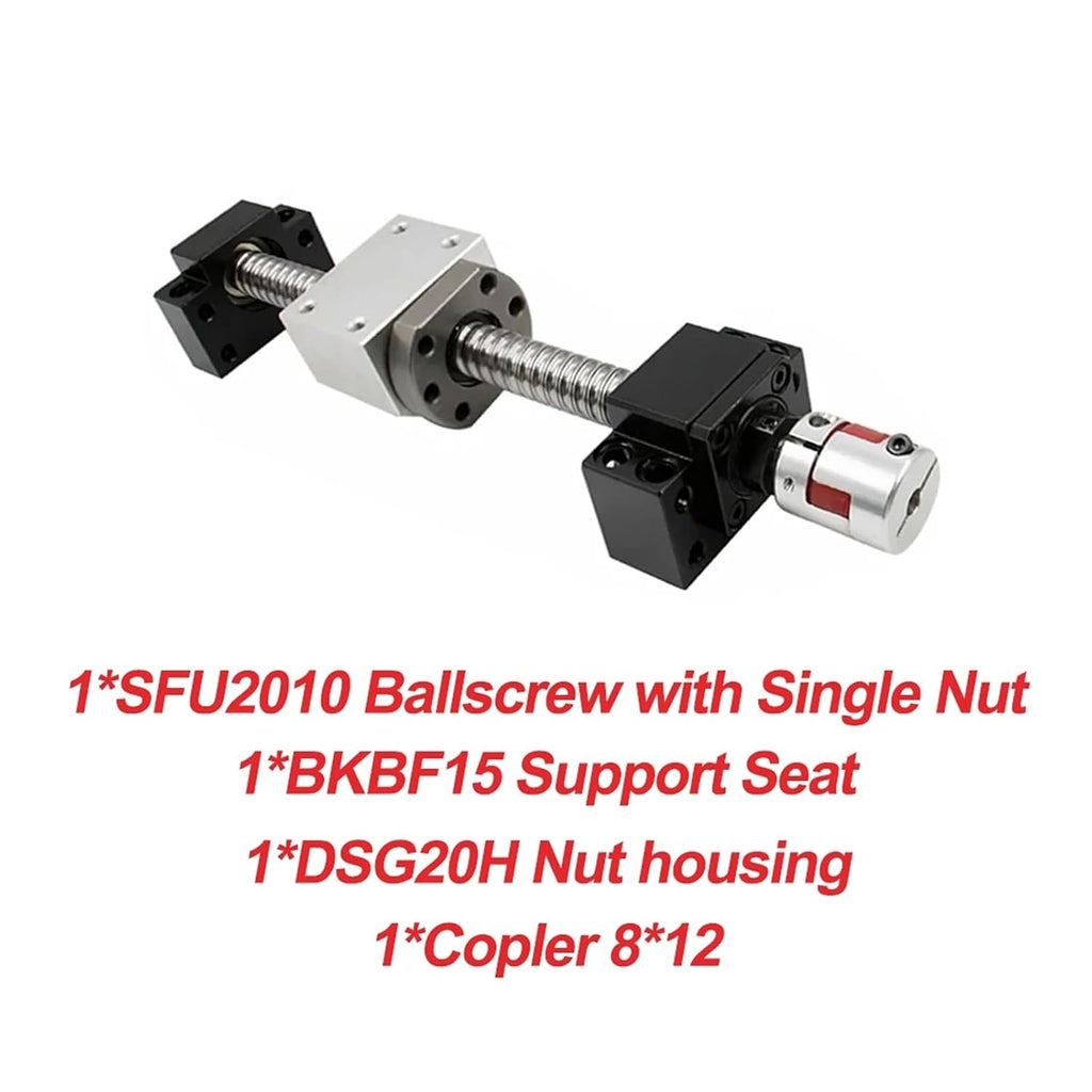 Linear Motion CNC Ball Screw 1 Set Dia 20mm Ball Screw SFU2010 with 10mm Pitch Single Ball Nut + Bearings for CNC Router(1000mm)