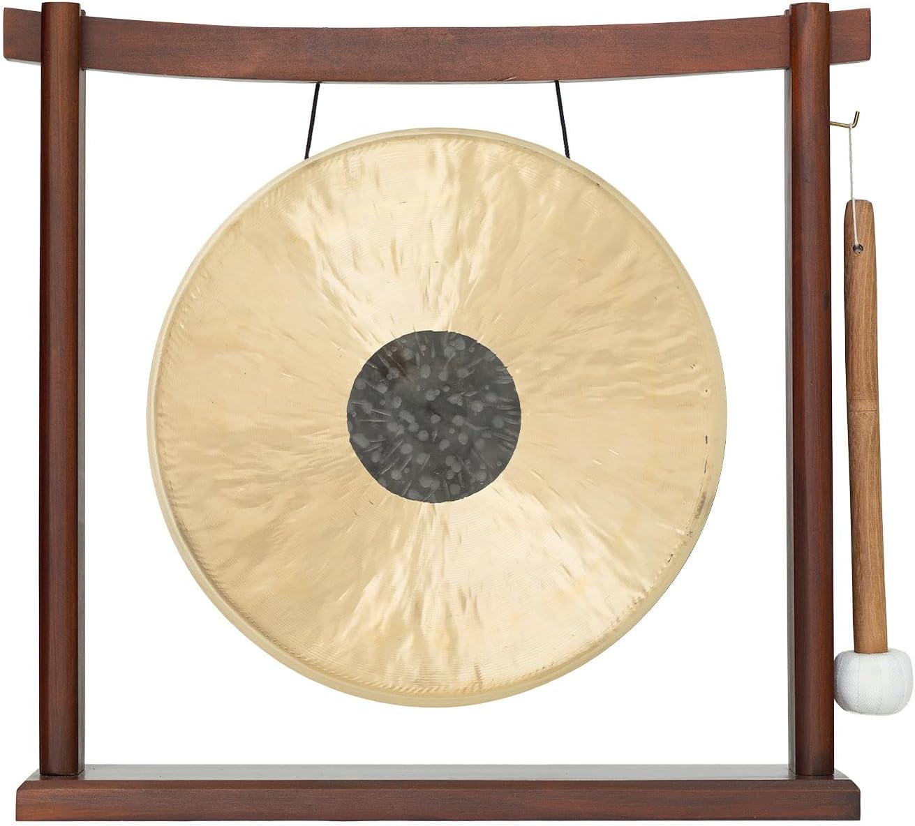 10'-12' Gongs on Woodsonic Stand - Includes Gong, Mallet, & Stand/Easy to Play Traditional Chinese Gong/Easy to Assemble Stylish Wood/Great for Small Spaces