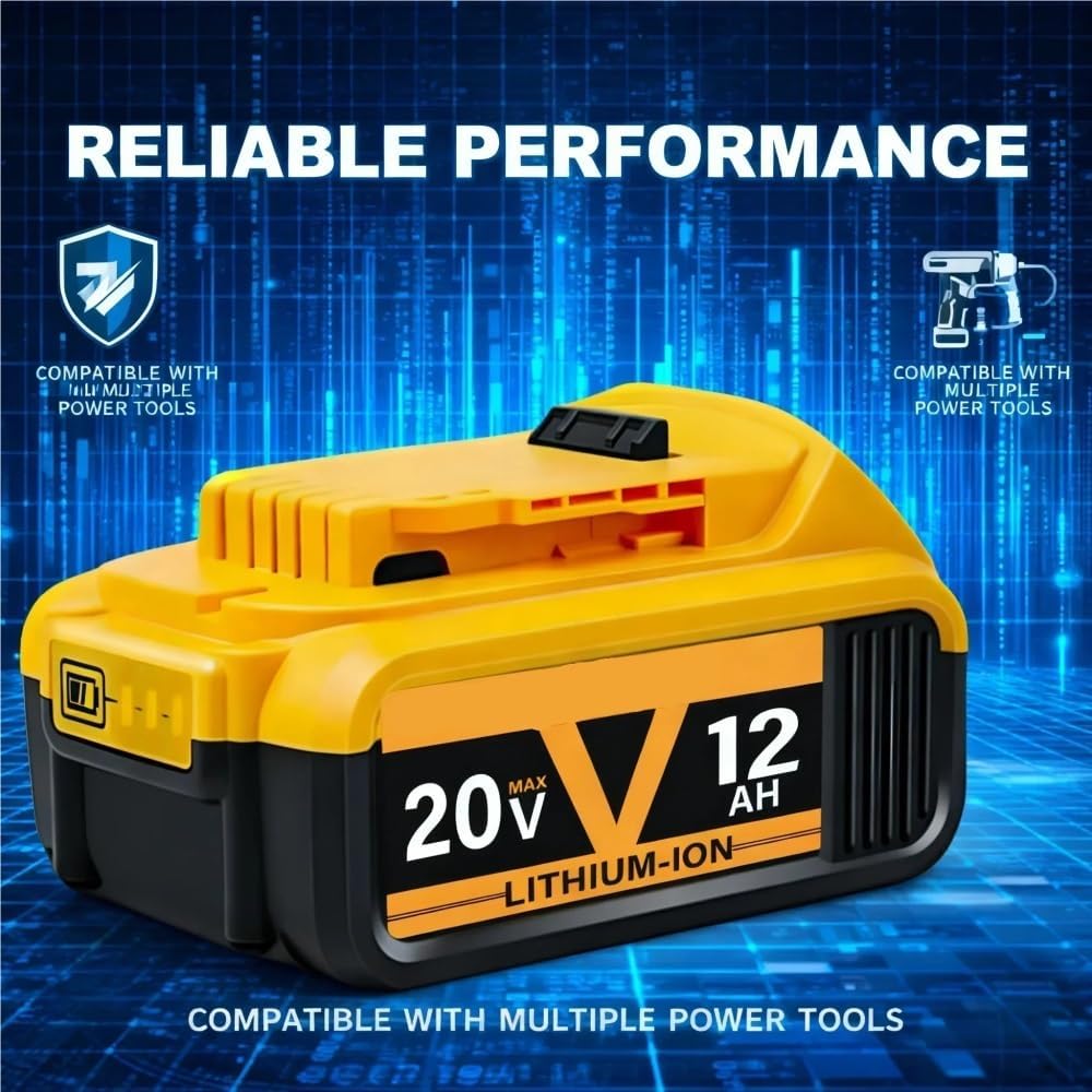 20V Replacement Lithium-Ion Battery Compatible With Dewalt DCB200 DCB201 DCB206 DCF883B DCD780 Cordless Power Drill Nail Gun Angle Grinder Tool Packs(2PCS 10.0Ah)