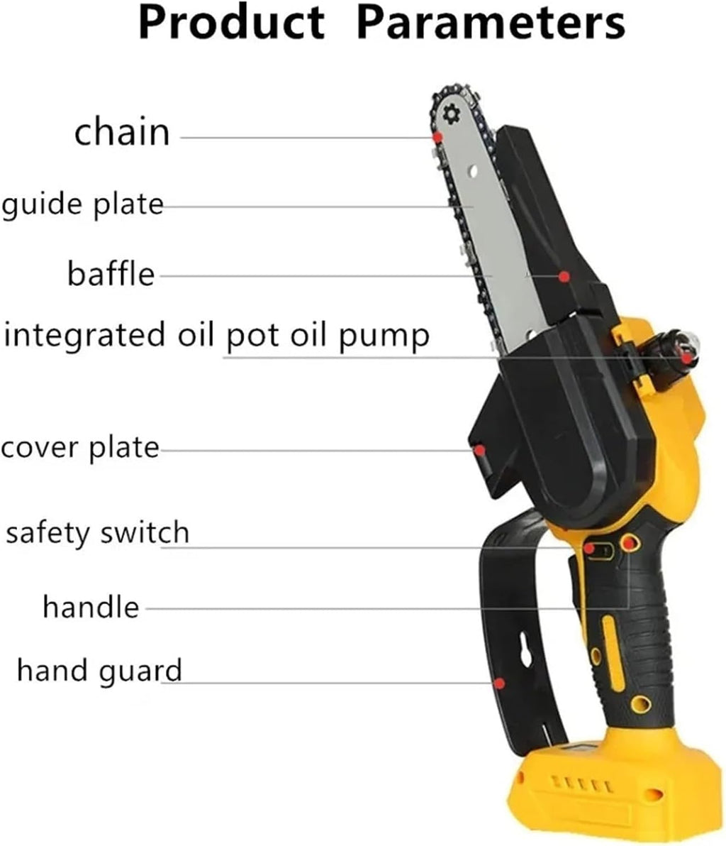Reciprocating Saw, 8 Inch Brushless Chainsaw Cordless Electric Woodworking Cutter Pruning Logging Power Tools