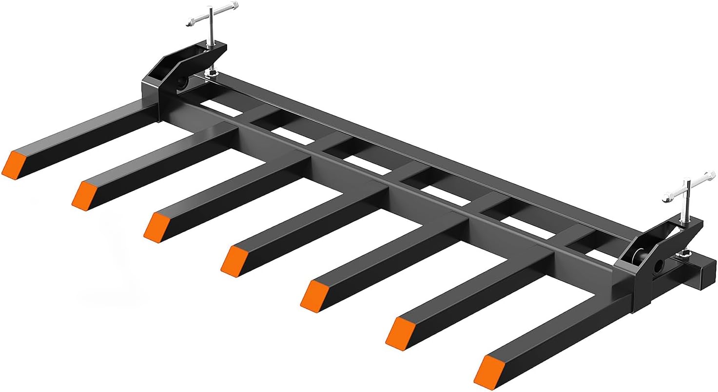 Garvee Clamp On Debris Forks to 68' Bucket, 5400lbs Capacity Heavy Duty Clamp On Pallet Forks Bucket Forks Attachments Fit for Loader Bucket Skidsteer Tractor
