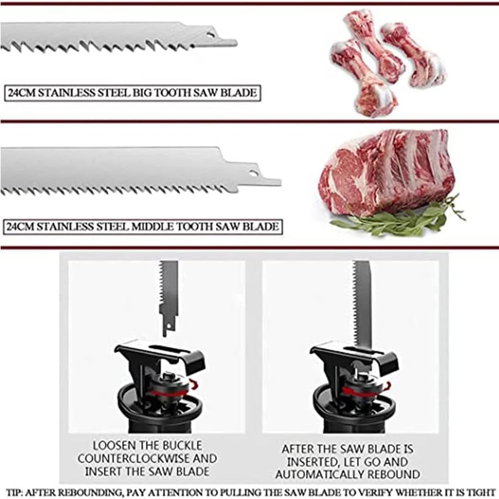 Commercial Bone Saw Cordless Handheld Electric Butcher Saw Pork Ribs Cutting Saw Reciprocating Saw Battery Powered Butcher saw For Restaurant Home,A