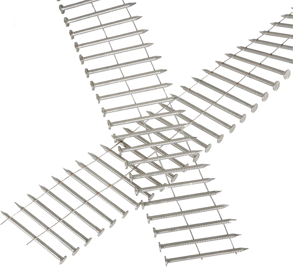 3600 Count 2-1/2 Inch Stainless Coil Siding Nails 15 Degree Coils, Small Cap Coil Nail, Cap Warp 5.8-6mm 0.09 Inch Ring Shank for Cement Board Siding or Fencing Applications