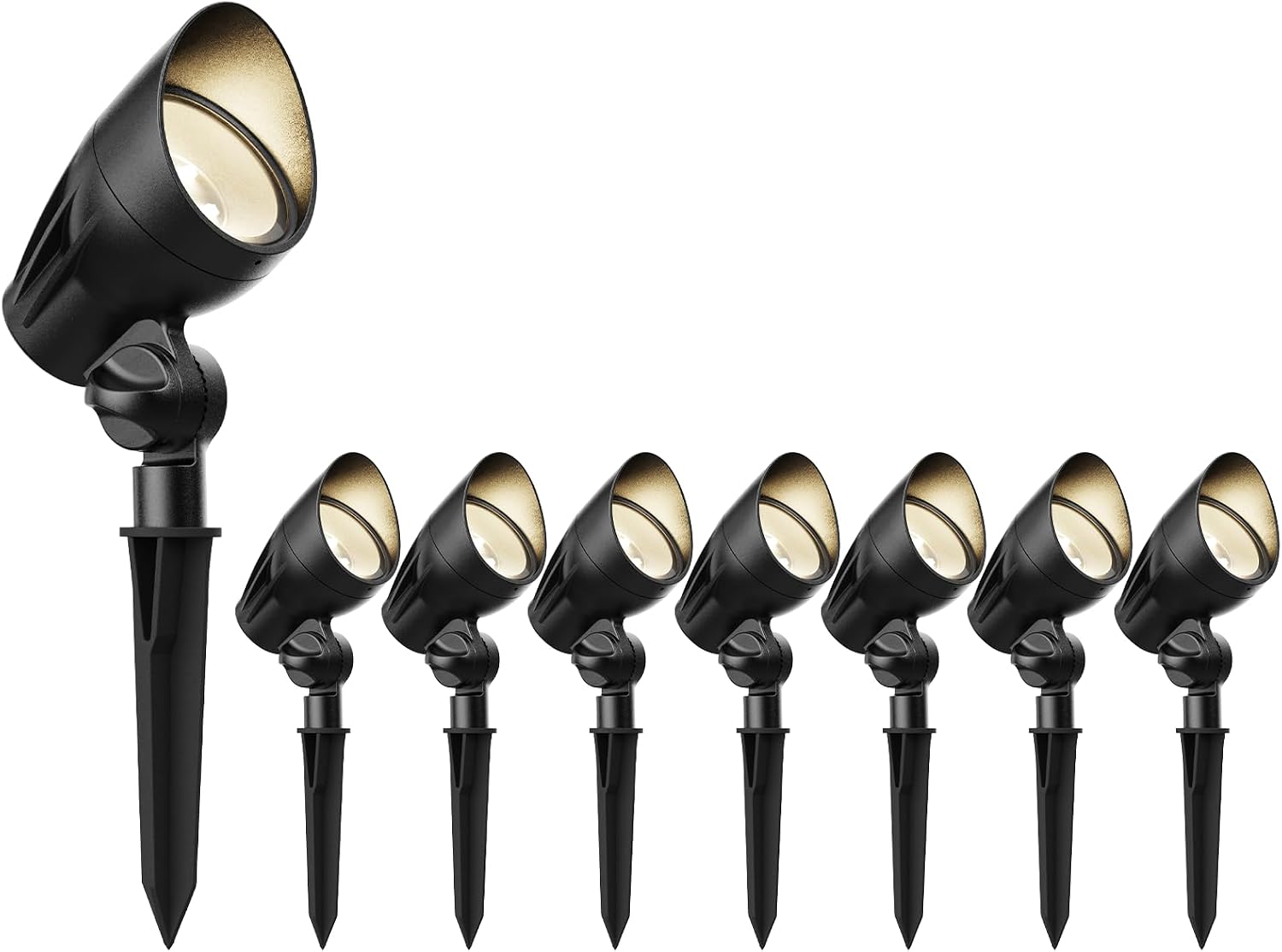 Outdoor Low Voltage Landscape Light Kit 11 Watt 300 Lumen 2700K Warm White LED Spotlights 12 Volt Flood Lights with Connector and Stake 8Pack