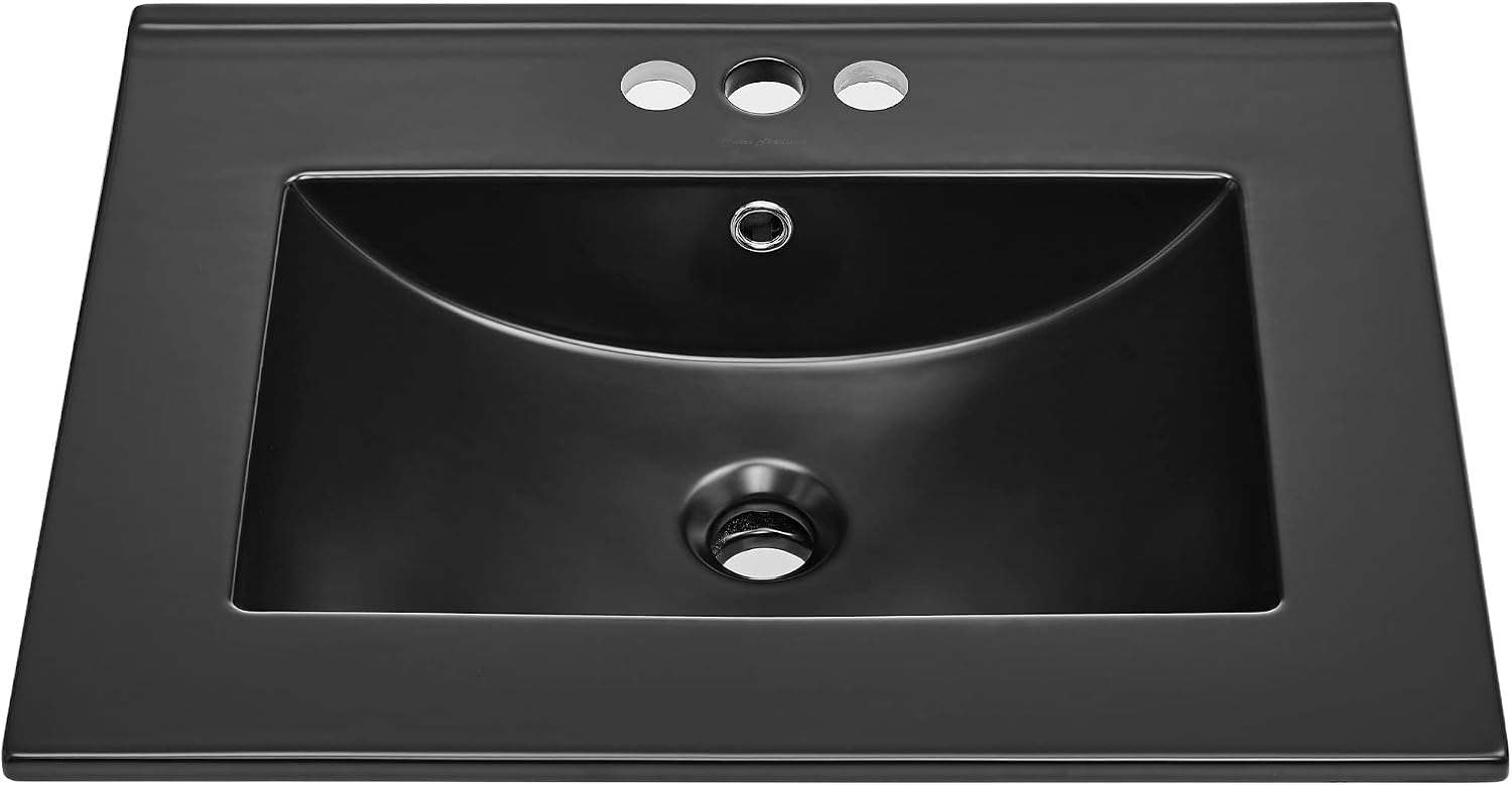 24' Ceramic Vanity Top with Three Holes in Matte Black