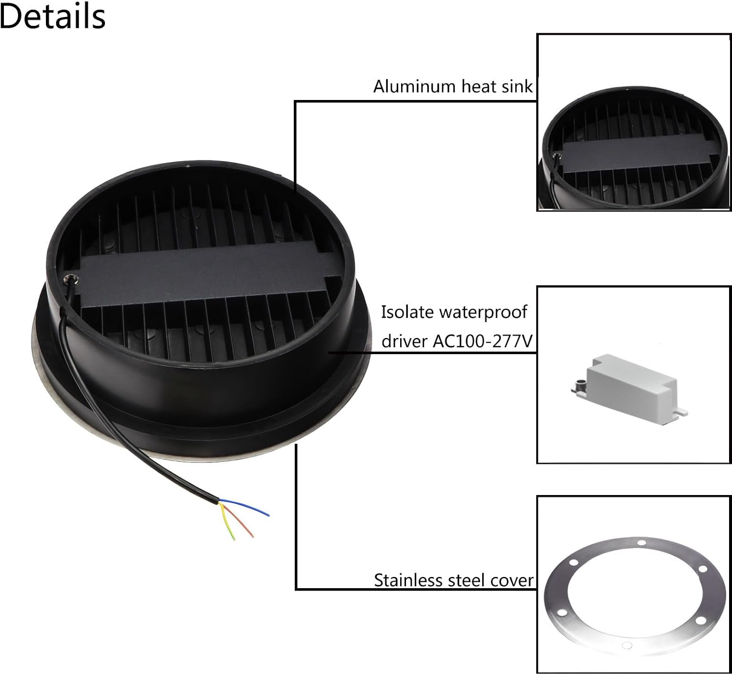 18W Ground Lights 110V-120V Outdoor Landscape Lighting 4 Pack | Diameter 8 inches, Waterproof IP67, Warm White 3000K, Line Voltage Pathway Lighting for Well Sidewalk Garden
