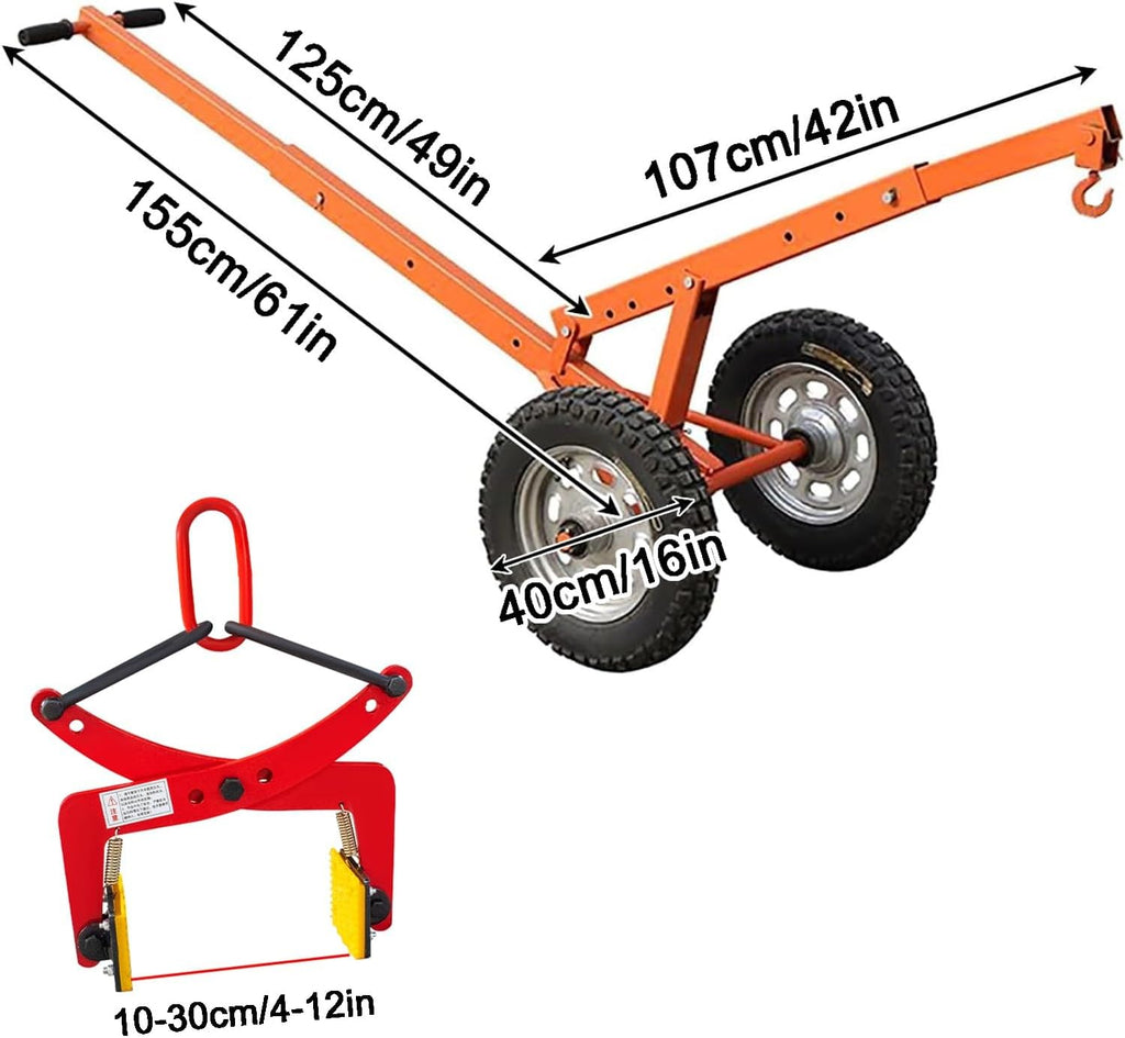 Lifter Dolly with Lifting Clamps, 10-30cm/4-12in Adjustable Heavy Duty Stone Lifting Clamps 260kg/570lbs Lifting Capacity, Swivel Hook