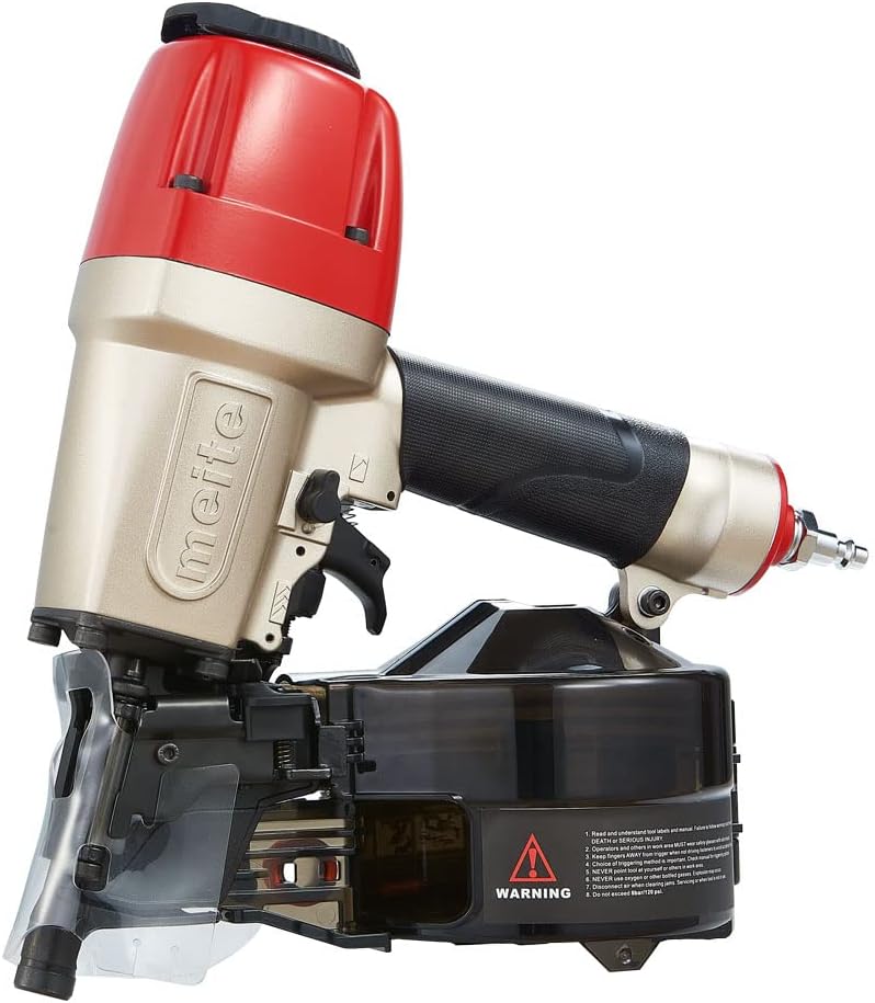 meite Siding Nail Gun, Pneumatic Coil Siding Nailer Professional Lightweight Air Coil Nail Gun with Safety Nose, Compatible with 1-1/2 Inch to 2-1/2 Inch Coil Siding Nails (CN65S)