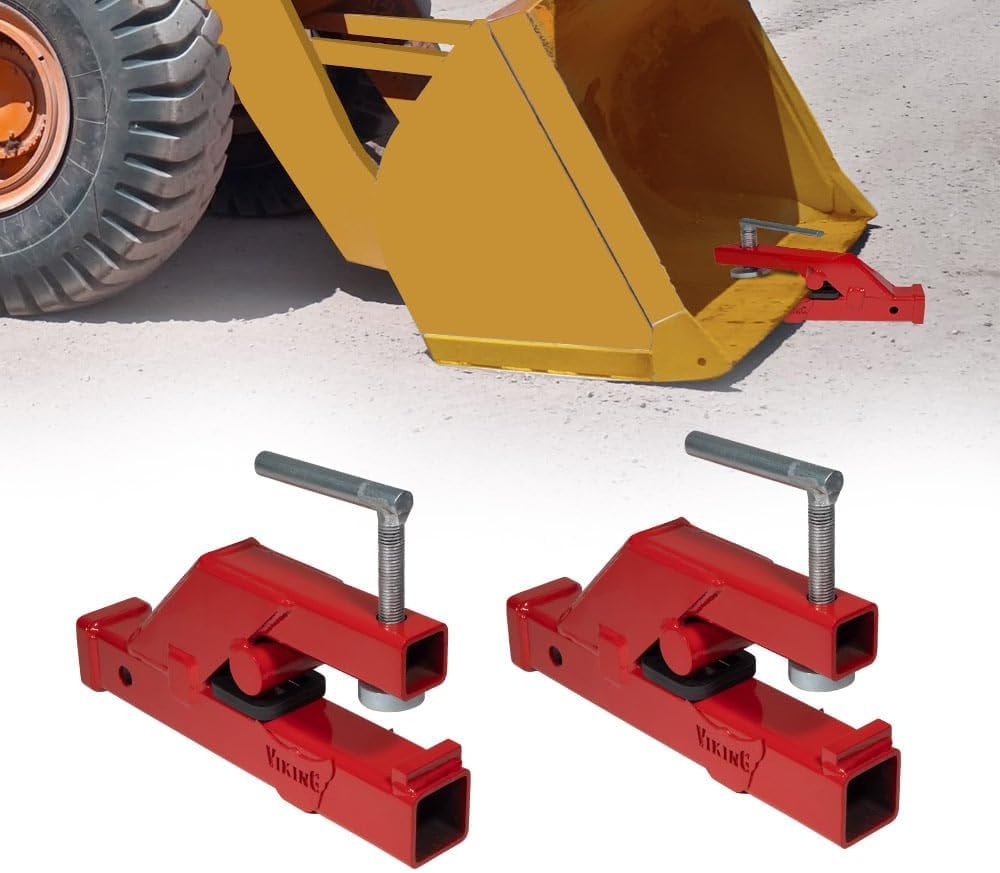 Mytee Products (2 Pack) Clamp On Trailer Hitch for Tractor Bucket - 2' Ball Hitch Receiver - Tractor Mount Adapter Compatible with Deere Bobcat Tractor Bucket