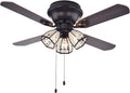 Warehouse of Tiffany CFL-8173AB Tarudor Dark Wood Antique Bronze Crystal Fan, 42'W x 42'L x 13'H