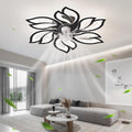 Flower Ceiling Fan Light Fixtures - Fandelier Ceiling Fan with Light & Remote, Modern Ceiling Fan with LED for Bedroom, Kitchen & Living Room | Unique Design (Black + Acrylic + Modern)