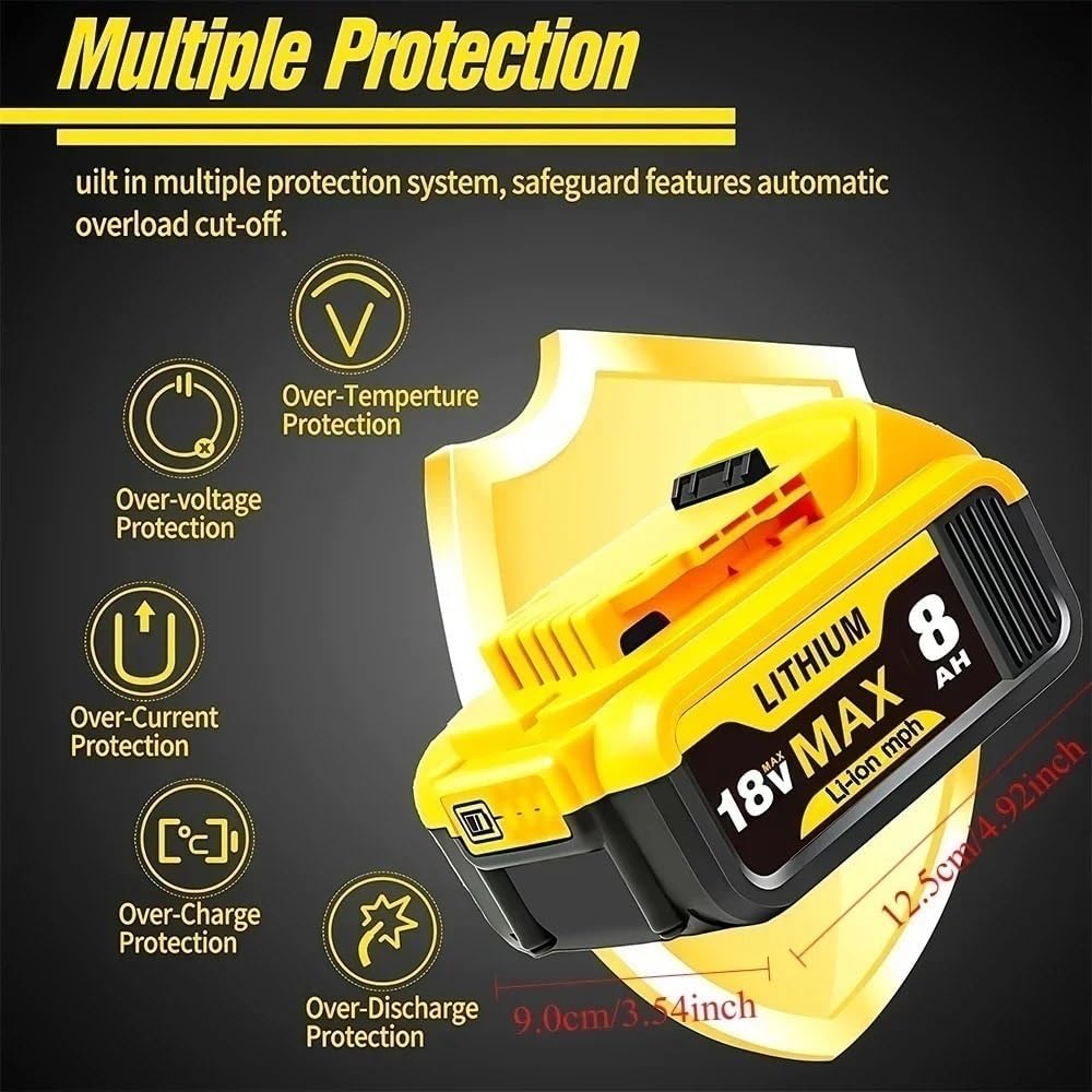 20V Replacement Lithium-Ion Battery Compatible With Dewalt DCB200 DCB206 DCB207 DCB204 Cordless Power Reciprocating Saw Drill Nail Gun Tool Packs(6Ah 4pcs)