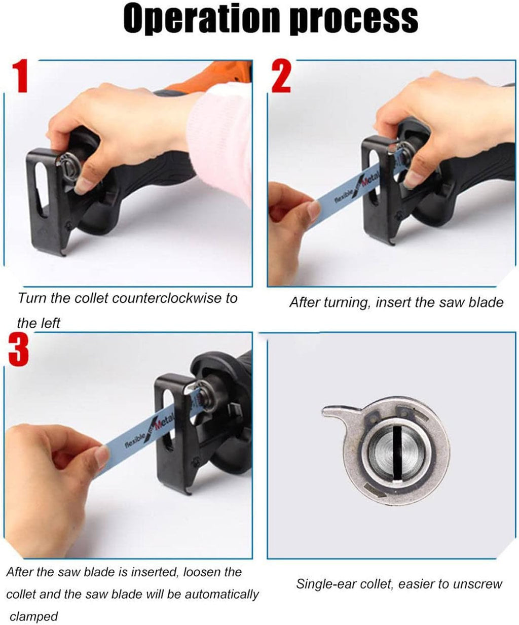 Cordless Reciprocating Saw 48V with 4PCS Saw Blades Cordless Saw, 0-3000 RPM Variable Speed Electric Saw, for Wood and Metal Cutting
