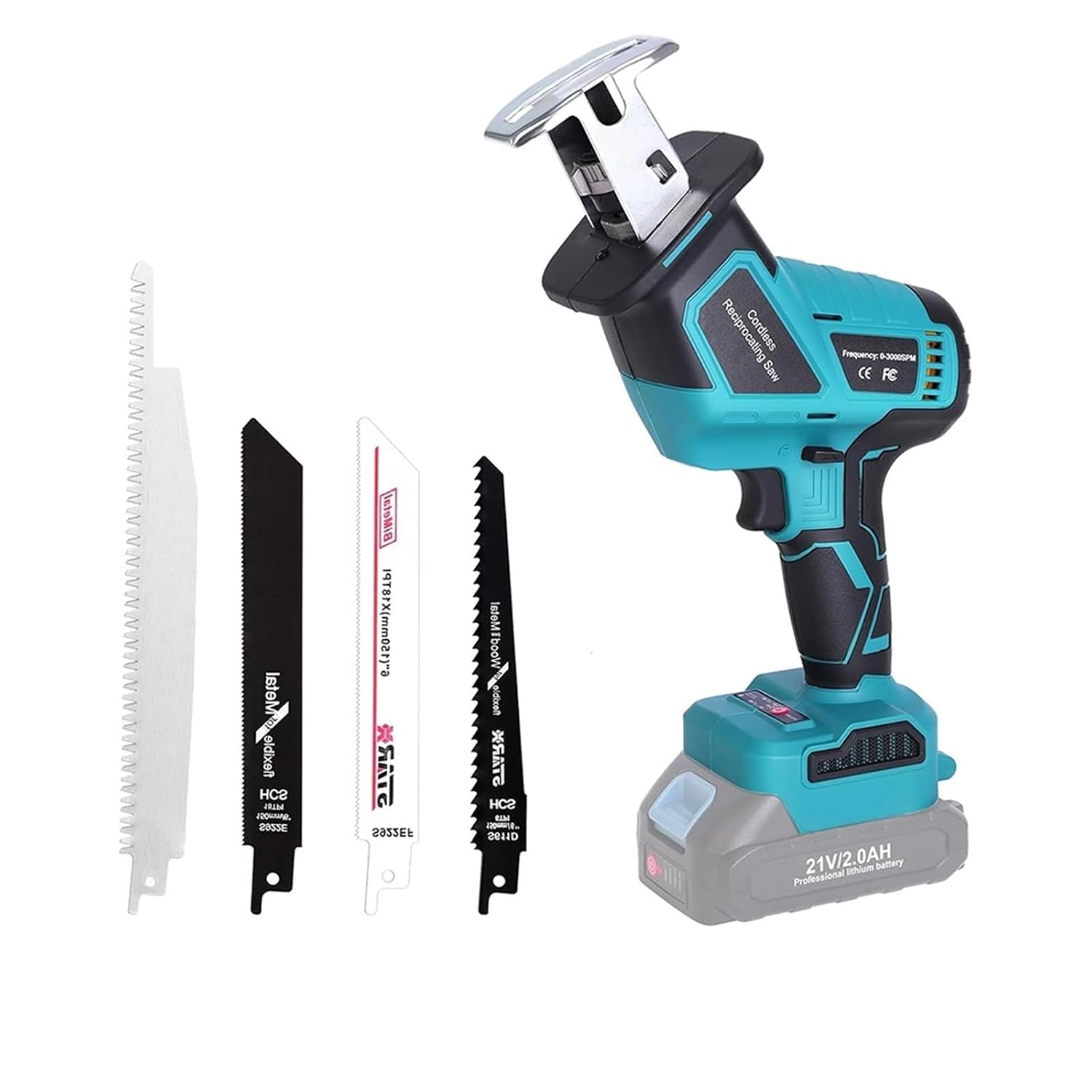 Cordless Reciprocating Saw Electric Brushless Reciprocating Saw Variable with 4 Saw Blades for Woods Metal Cutting for 21