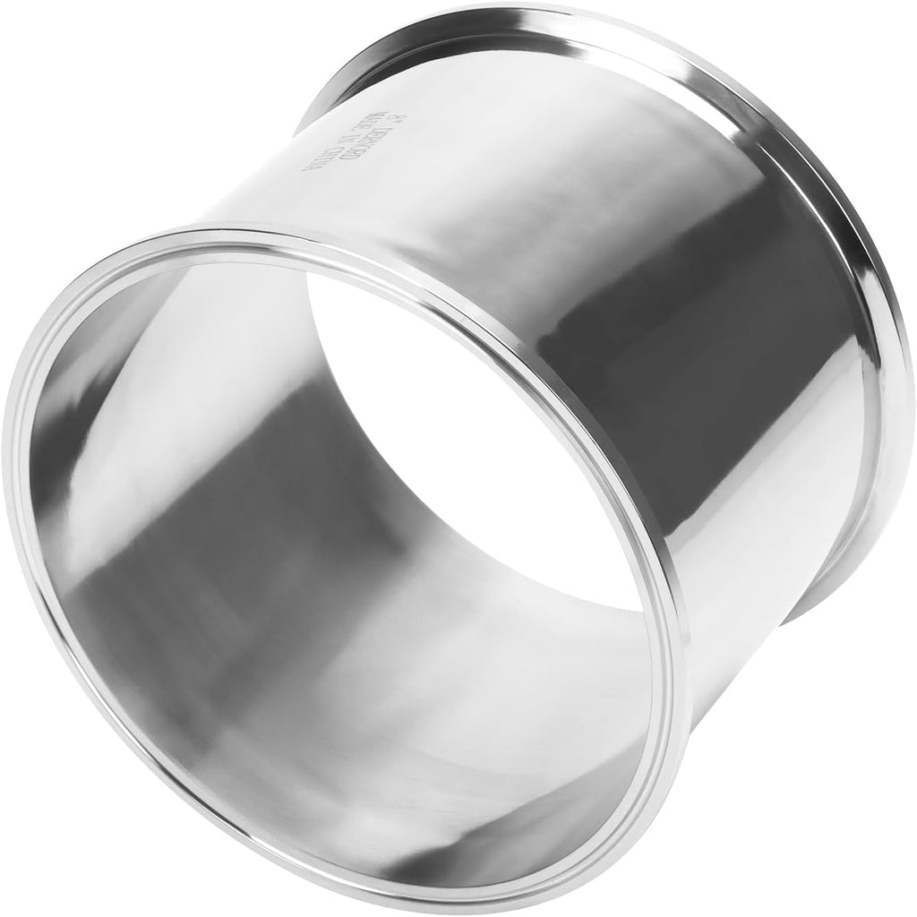 DERNORD Sanitary Spool Tube with Clamp Ends,Stainless Steel 304 Seamless Round Tubing with 8 inch Tri Clamp Ferrule Flange (Tube Length: 6 Inch / 152MM)