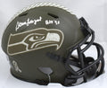Steve Largent Signed Seahawks Salute to Service Mini Helmet - Beckett W Holo - Autographed NFL Mini Helmets