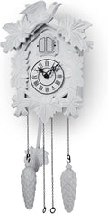 TIMEGEAR Cuckoo Clock with Night Mode, Hand Carved Decorations and Swinging Pendulum (White)