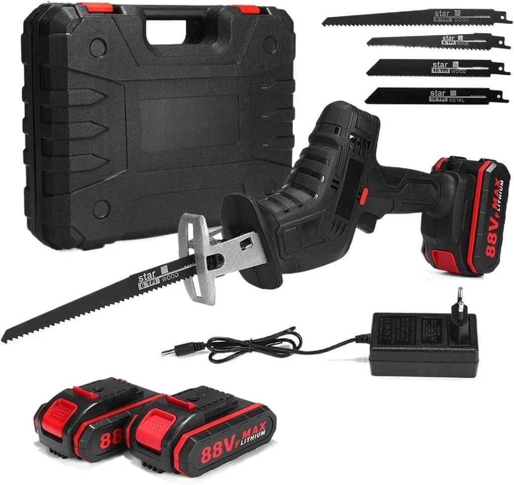 3000RPM/Min Cordless Electric Reciprocating Saw Portable Metal Wood Cutting Machine Tool Variable Speed 2Pcs Battery,DIY Tools(1 Battery)
