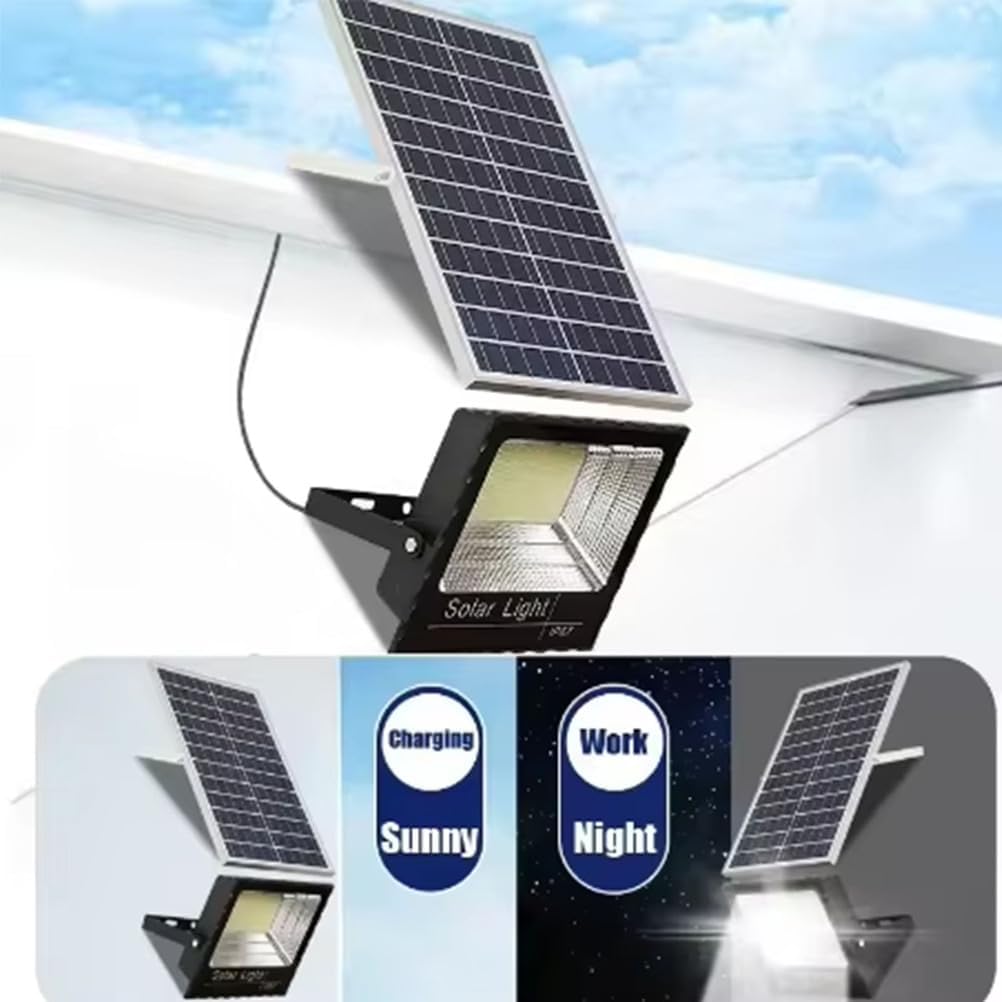 80W Solar Floodlight Outdoor Spotlight IP67 Waterproof with Remote Control, LED Floodlight, Solar Panel Light for Gardens, Streets, Garages, and Courtyards