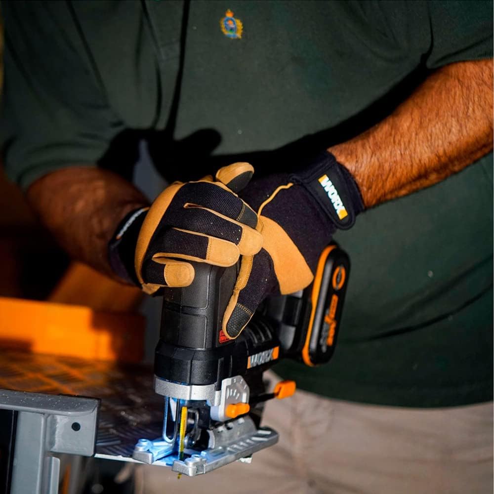 WORX Nitro WX542.9 Cordless Pendulum Stroke Jigsaw 20 V - Brushless Motor - Professional Jigsaw with Suction Adapter - Also Ideal for Mitre Cuts - PowerShare Compatible - Without Battery and Charger