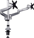 Mount-It! Premium Modular Dual Monitor Desk Mount Arms | Tilt Swivel VESA Wall Mount | Fits 13 15 17 19 21.5 24 27 Inch Computer Screens with 75 100 VESA Patterns | C-Clamp and Grommet Bases | Silver