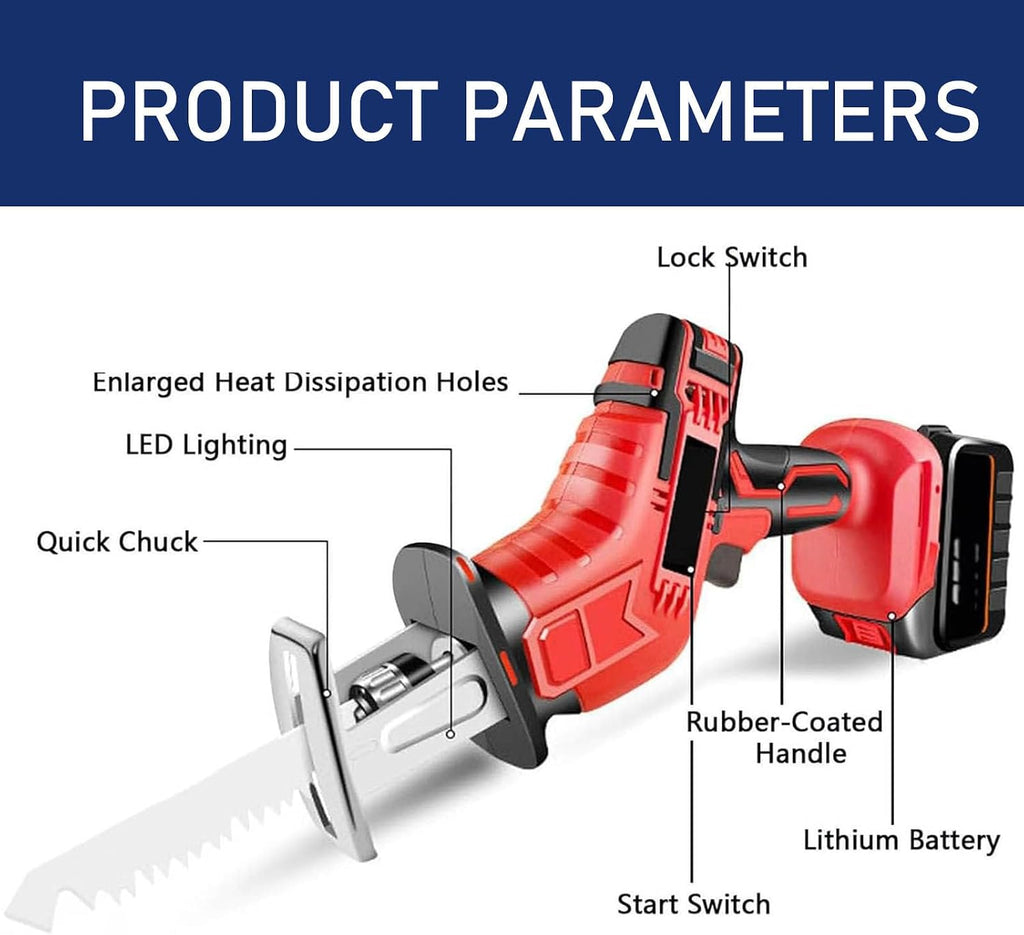 Commercial-Grade Cordless Reciprocating Meat Slicer Pro | Electric Reciprocating Saw with LED Lighting | Cutting Thickness 10cm/4in for Bone/Meat/Wood - Professional Butcher Kit